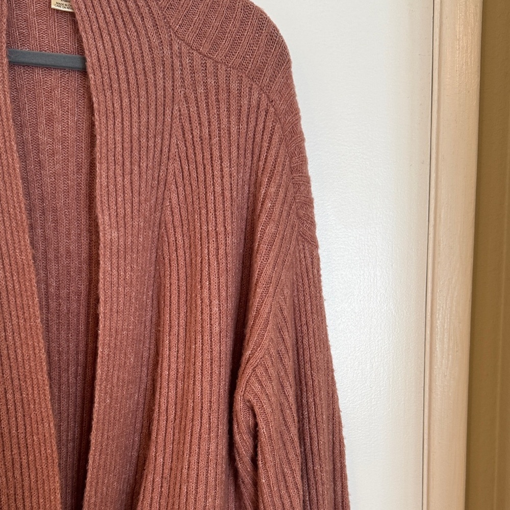 Max Studio Ribbed Knit Cardigan in Mauve - Picture 6 of 10